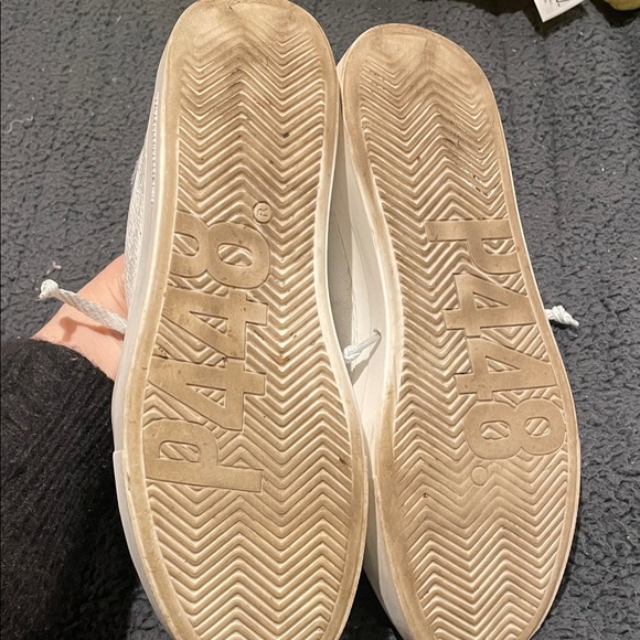 P448 Cream and Gray Casual Sneakers Platforms 42 - Picture 8 of 11